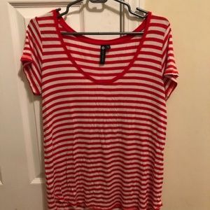 Red and White Striped Tee
